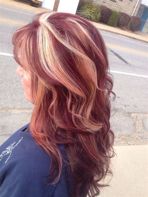Red and blonde chunky highlights #courtneyfudge | Red blonde hair, Hair ...