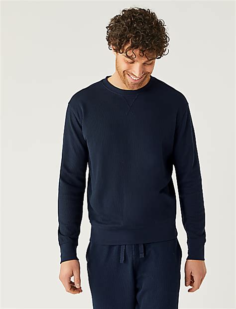Buy Cotton Supersoft Waffle Lounge Sweatshirt at Marks & Spencer