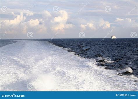 Wake of boat in sea stock photo. Image of turbulent, wake - 1380200