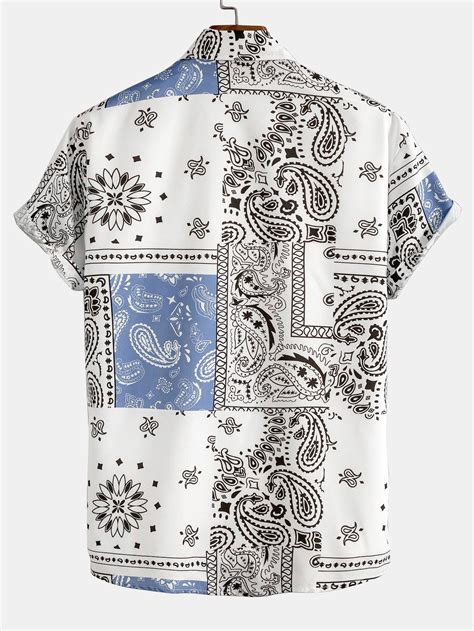 Bandana Print Short Sleeve Button Shirt