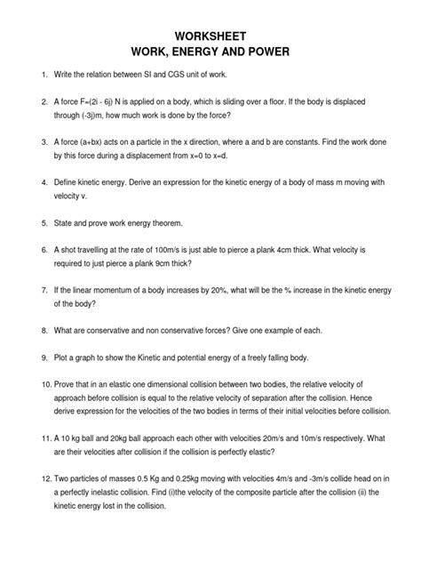 Image result for Work and Power Probles Worksheet