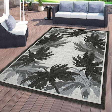 World Rug Gallery Tropical Floral Border Flatweave Indoor/Outdoor Area ...