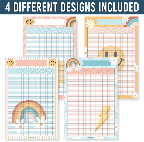 Hadley Designs 4 Retro Classroom Data Charts Homework Chart Classroom ...