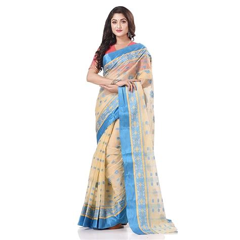 Women`s Traditional Bengal Phulkoli Woven Design Pure Handloom Cotton ...