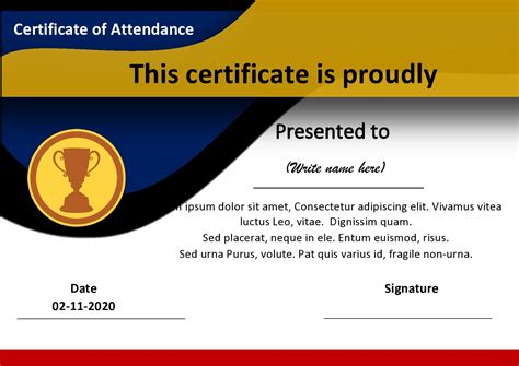 Perfect Attendance Certificate Wording