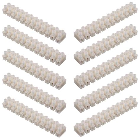 GTSE 10 Pack of 12-Way 30 Amp Electrical Terminal Block, White Terminal ...