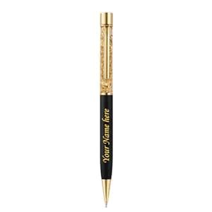 Nivaraprint Personalised Black Metal Ballpoint Pen with golden flake ...