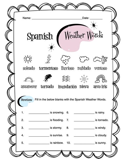 Spanish Weather Words Wordsearch | Made By Teachers