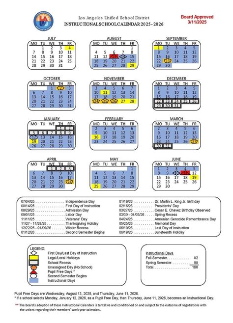 lausd calendar 2025 26 printable pdf california - UK Printable Hub