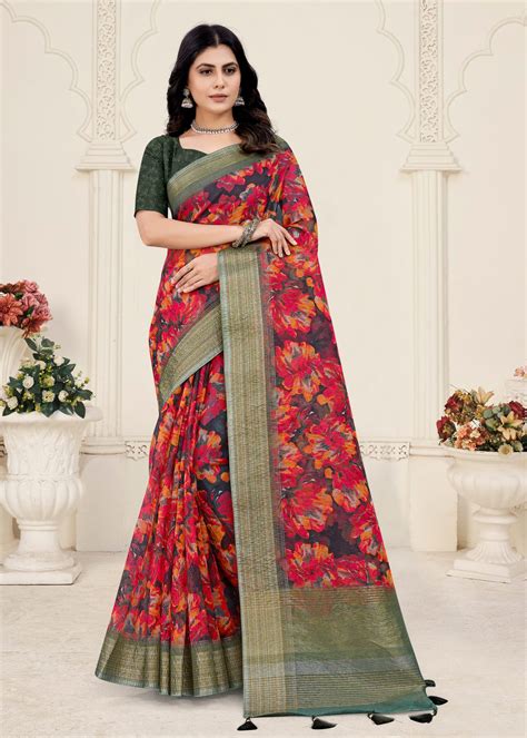 Floral Print Saree – Nupur Collection