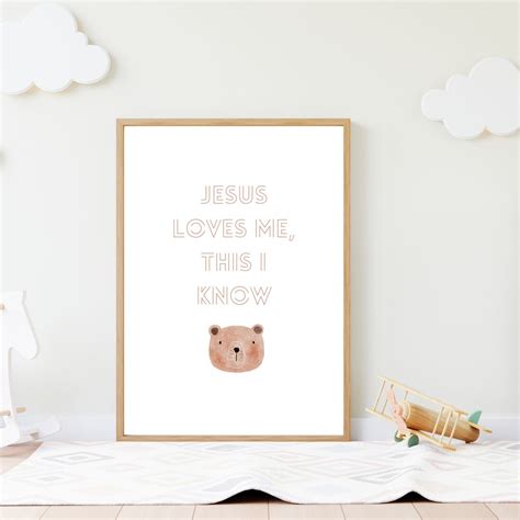 Jesus Loves Me Poster (teddy Bear) | Digital Download | Nursery Wall ...