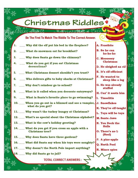 Christmas Riddles Printable