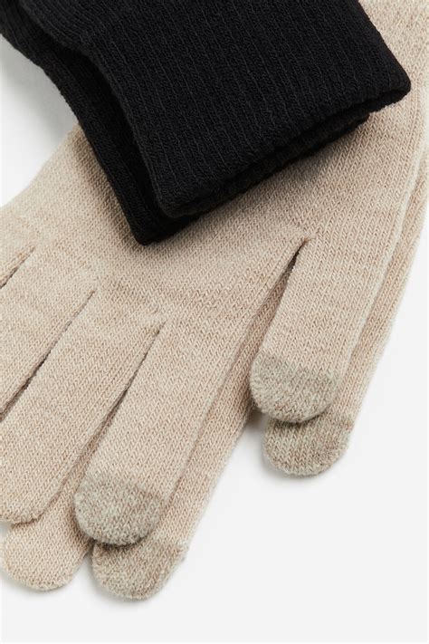 2-pack touchscreen gloves - Beige/Black - Ladies | H&M GB