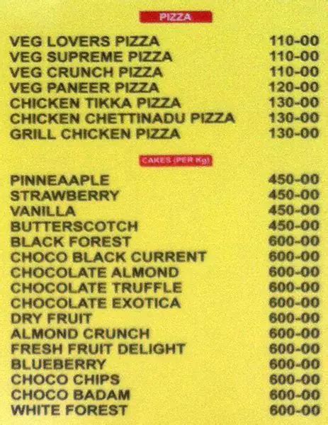 Menu at Floating Ice, Hyderabad, Barkathpura