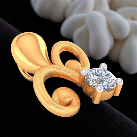 14 KT Gold & Certified Diamond Swirl Petal Pendant (without chain) for ...