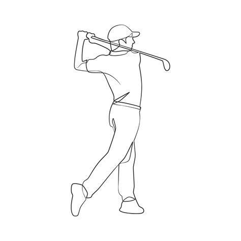 Premium Vector | Continuous line drawing of golfer