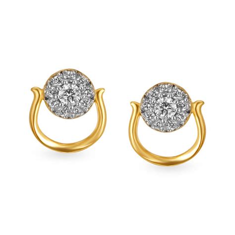 Contemporary Solitaire Style Diamond Stud Earrings