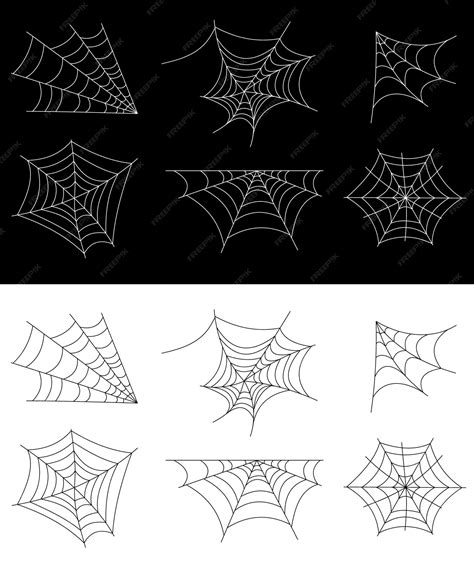 Premium Vector | Set of spider webs on black and white background ...