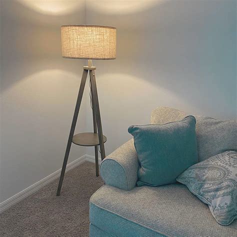 Tripod Wooden Floor Lamp With Table Solid Wood Tripod Design for Living ...