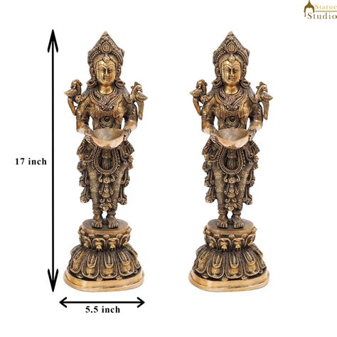Brass Standing Deeplakshmi Pair Statue Showpiece For Home Temple Diwali ...