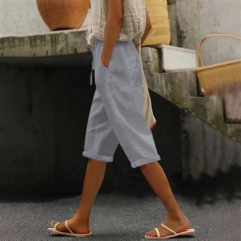 Cyglowse Petite Capris for Women Petite Length Plus Size Pull on Pedal ...