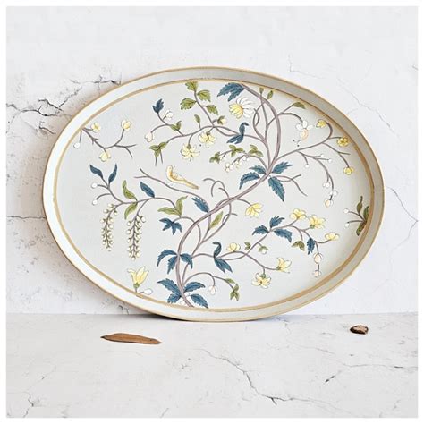 Buy HAND PAINTED - BUTLER SERVING TRAY OVAL LARGE - GREY BLOSSOM Online ...