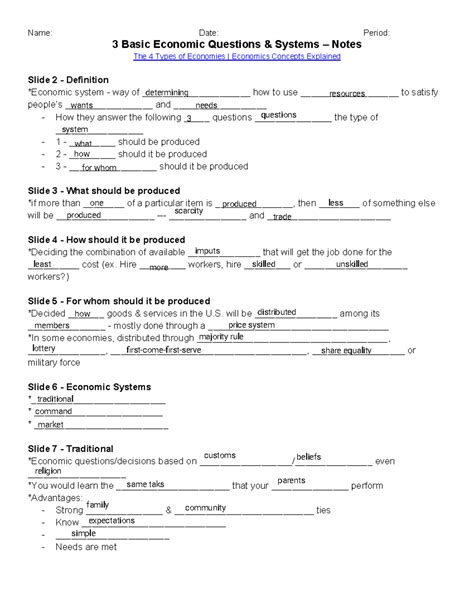 3 Basic Economic Questions & Systems Notes (ECO 101) - Studocu