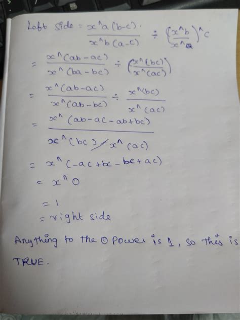 Show that:- xa(b-c)/xb(a-c)divided by (xb/xa)c = 1 - Brainly.in