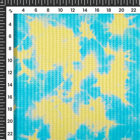 Yellow And Sky Tye And Dye Pattern Digital Print Sherwani Fabric ...