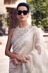 Buy Ivory Tissue Embroidery, Zari Halter Neck Matya Saree With Floral ...