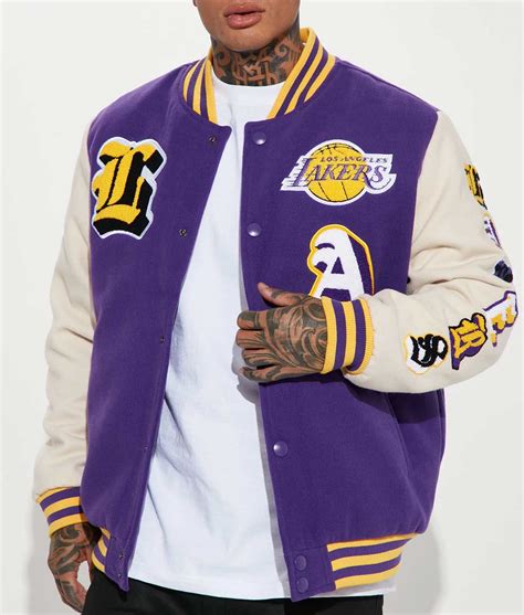 White and Purple Los Angeles Lakers Loyalty Varsity Jacket - Jackets Expert