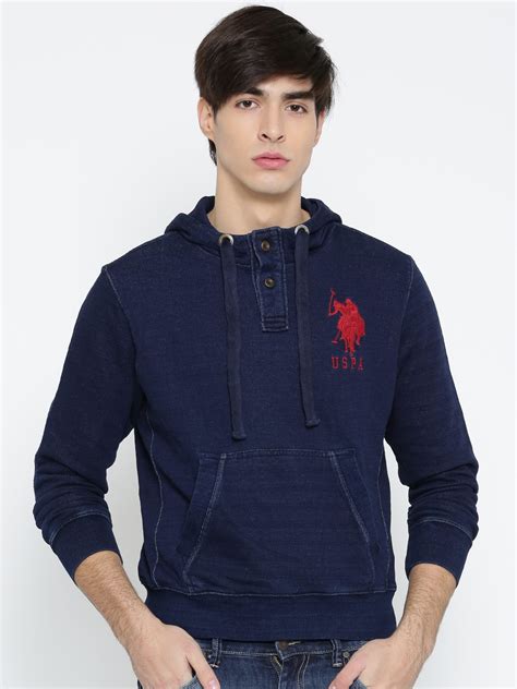 Buy U.S. Polo Assn. Men Navy Hooded Sweatshirt - Sweatshirts for Men ...