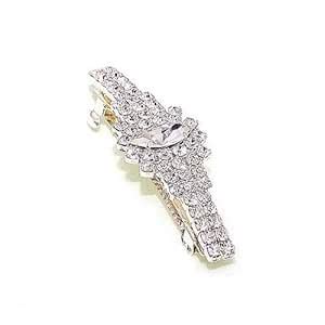 Girls RHINESTONE CRYSTAL Oval Marquis Barrette - LARGE 2 - 5/8 inches ...