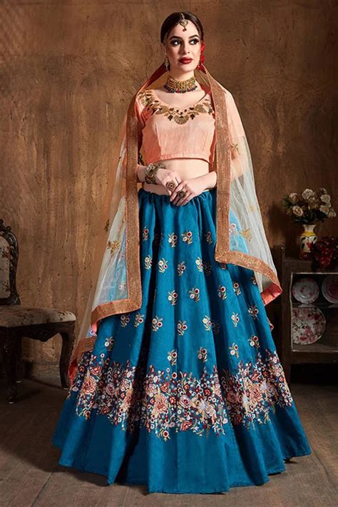 New Collection For Women Teal Blue Designer Lehenga Choli ...