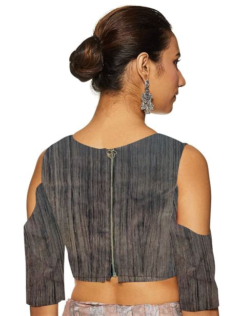 Buy TINSIE Women's Cotton Silk Readymade Sleeveless Saree Blouse (Brown ...