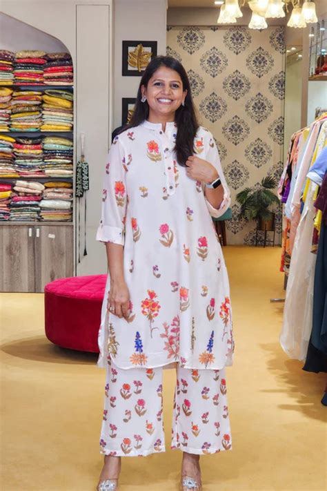 Peach Floral Block kurta and Pants Set – pinktreebyshrutika