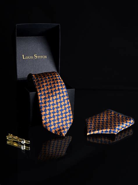 Golden Brown Luxury Italian Silk Necktie Set Pocket Square Golden Tiep