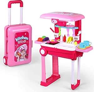 Buy Khilona House 2 in 1 Kitchen Set Trolley for Kids with Realistic ...