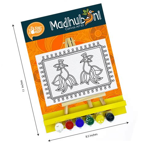 Madhubani Canvas Painting for Kids - Bird Theme