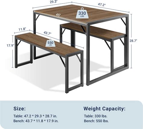 Allewie 3-Piece Dining Table Sets with Benches, India | Ubuy