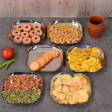 Buy Kitchen Expert Stainless Steel Plates | Set of 6 (12cm) |Heavy ...