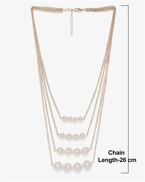 Golden Glamour & Pearls: 5 Layer Zeus Chain Necklace Set of 2 Elegant