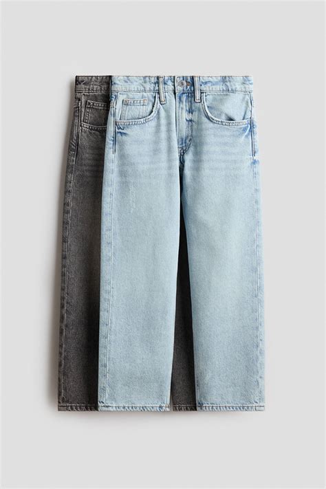 Grey/Light denim blue 2-pack Loose Fit Jeans for kids | H&M IN