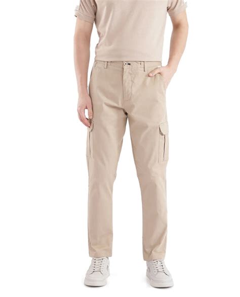 Rare Rabbit Men's Nobon Beige Cotton Plain Regular Fit Trouser