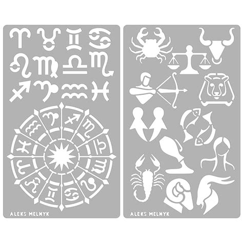 Buy Aleks Melnyk #29 Metal Journal Stencil, Zodiac Circle Symbols ...