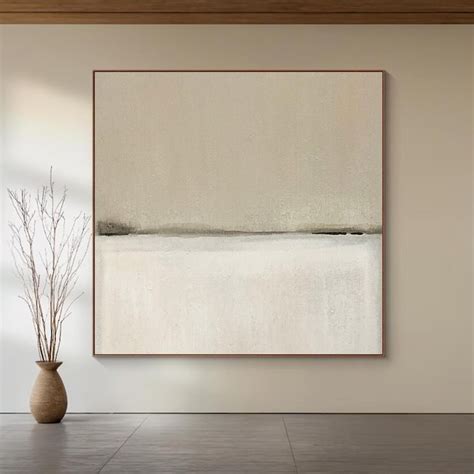 Buy Hand Painted Beige Abstract Canvas Art: Nordic Minimalist Painting ...