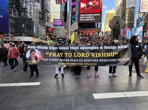 Protest at New York's Times Square Over CJI Gavai’s ‘Lord Vishnu ...