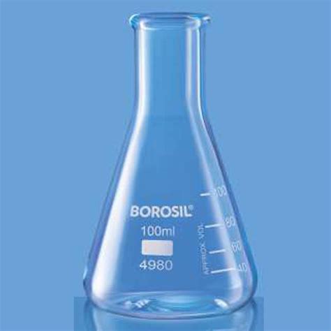 Kromega Biotech| Borosil 4980 Flasks Erlenmeyer, Conical, Narrow Mouth ...