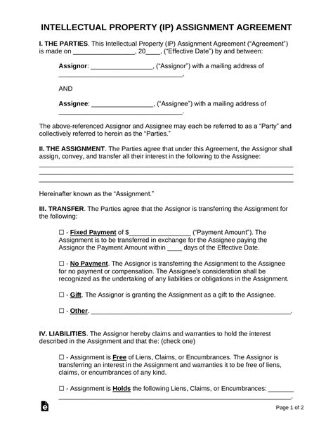 Free Assignment Agreement Forms (12) | Samples - PDF | Word – eForms