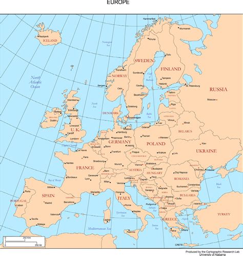 Printable Map Of Europe - Great Research